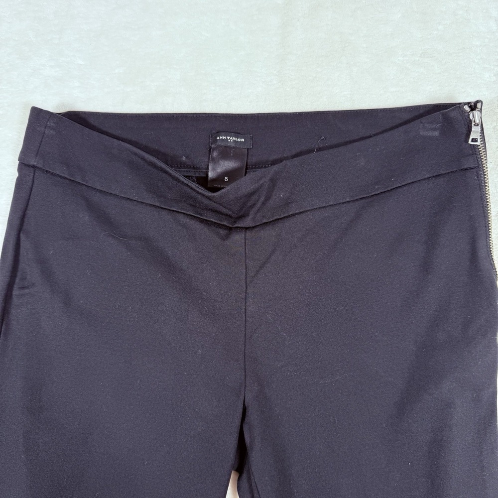 ANN TAYLOR Womens Size 8 Black Side Zip Stretch Skinny Ankle Dress Pants